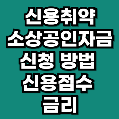 신용취약소상공인자금 신청 방법 신용점수 금리