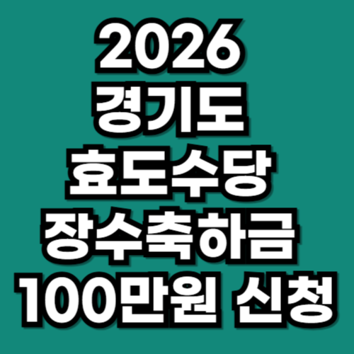 2026 경기도 효도수당 장수축하금 최대 100만원 신청방법