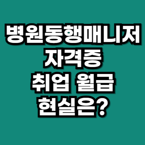 병원동행매니저 자격증 취업 월급