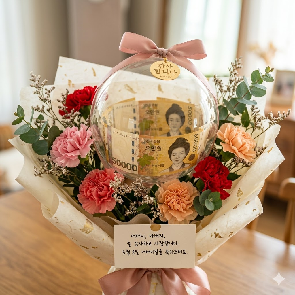 어버이날 선물 용돈 풍선 꽃다발 사진