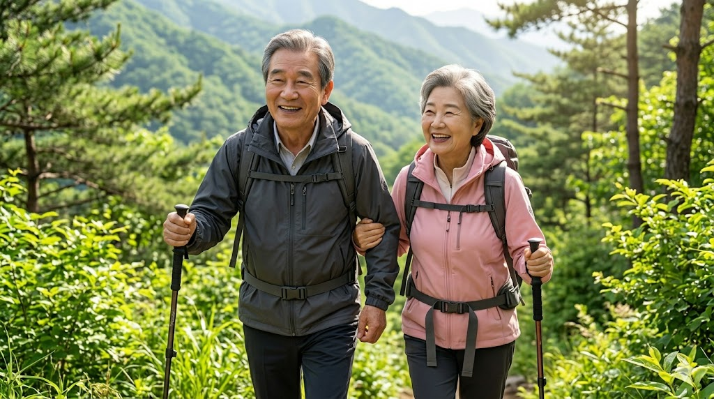 등산하는 노부부 사진