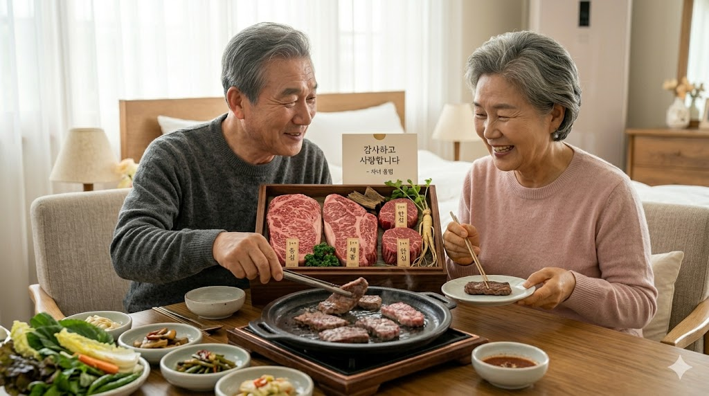 한우 먹는 사진